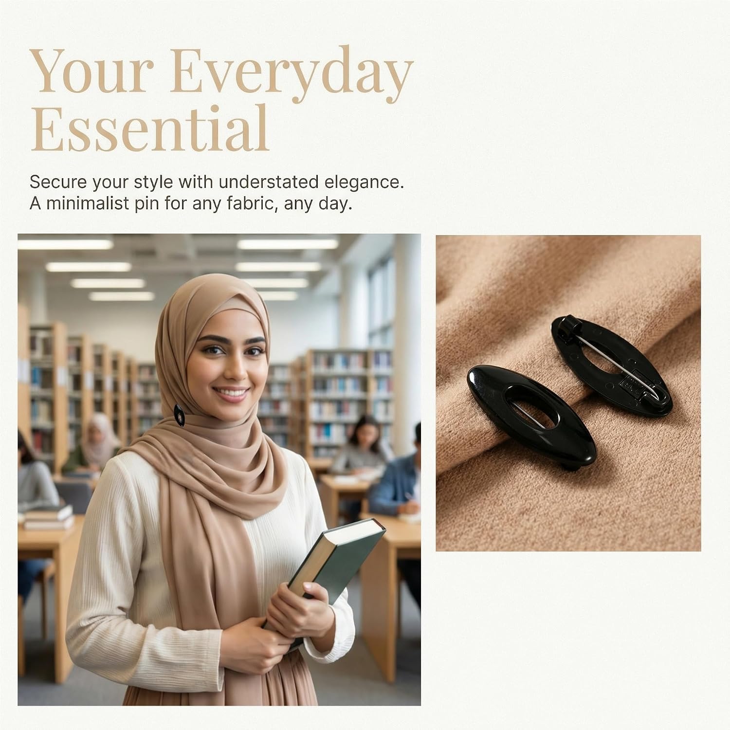 20Pcs Hijab Pins for Women Black Double Pin Scarf Clips and Safety Locking Clip Accessories Small Stretchy Plastic Pin for Clothes and Scarf Secure Fasteners for Daily Wear