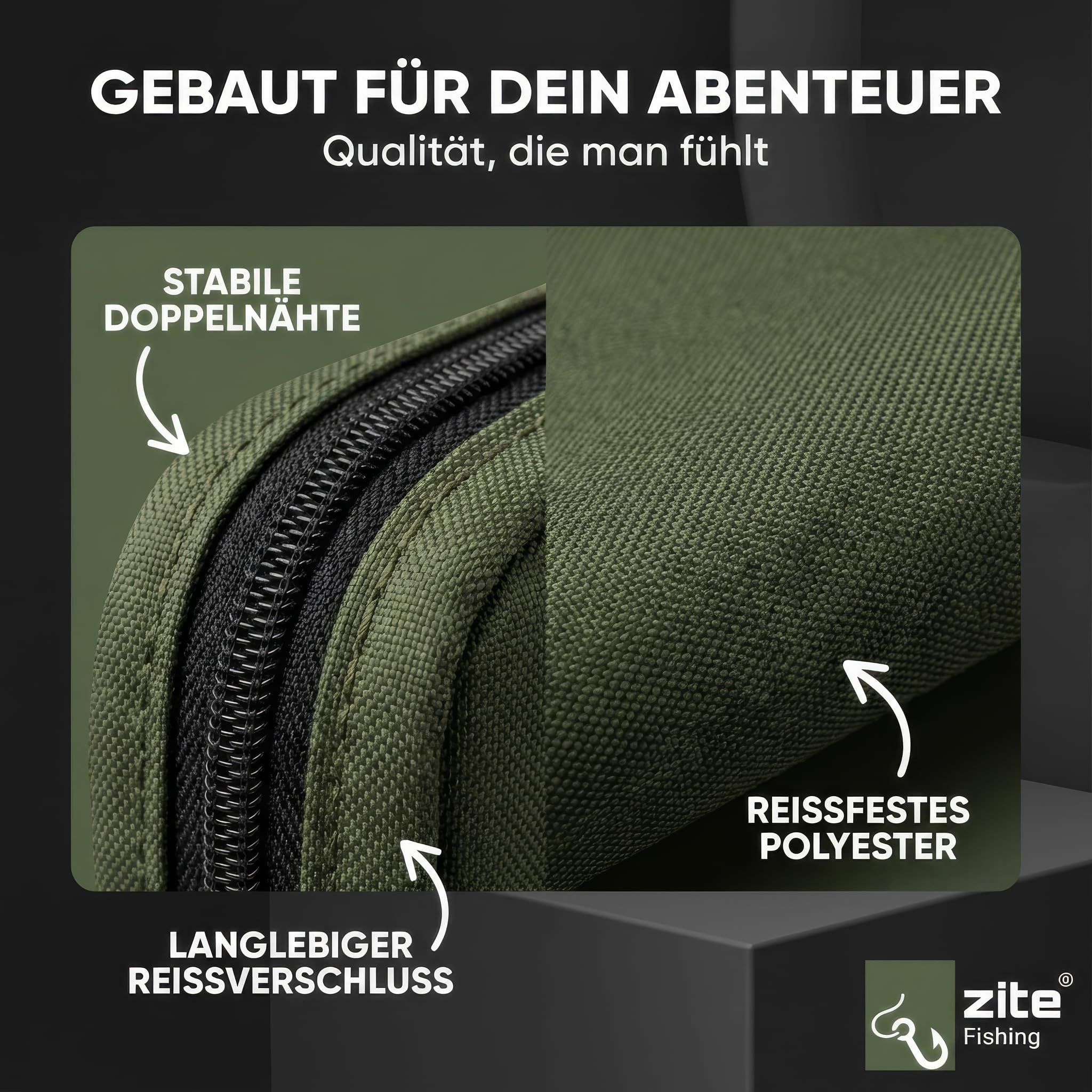 Zite Fishing, custodia per documenti e carte da pesca, 15 x 20 cm, astuccio per carte di pesca e pesca – 2 scomparti + portapenne, verde, Per esterni