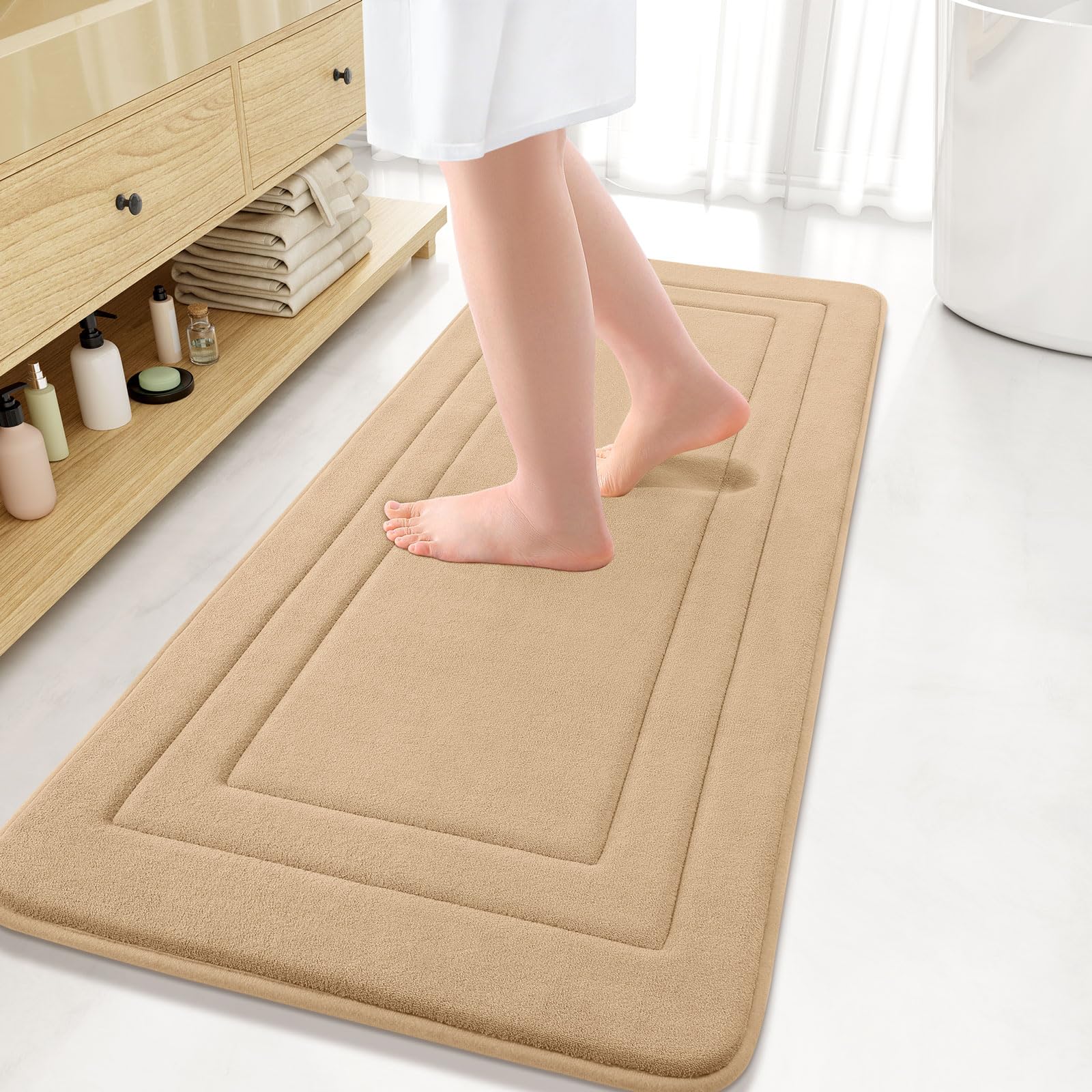 Arotive Memory Foam Bathroom Rug Mat 47x20, Ultra Soft and Absorbent Bath Mat, Machine Wash Dry, Comfortable Bath Rug Carpet for Bathroom Floor, Tub