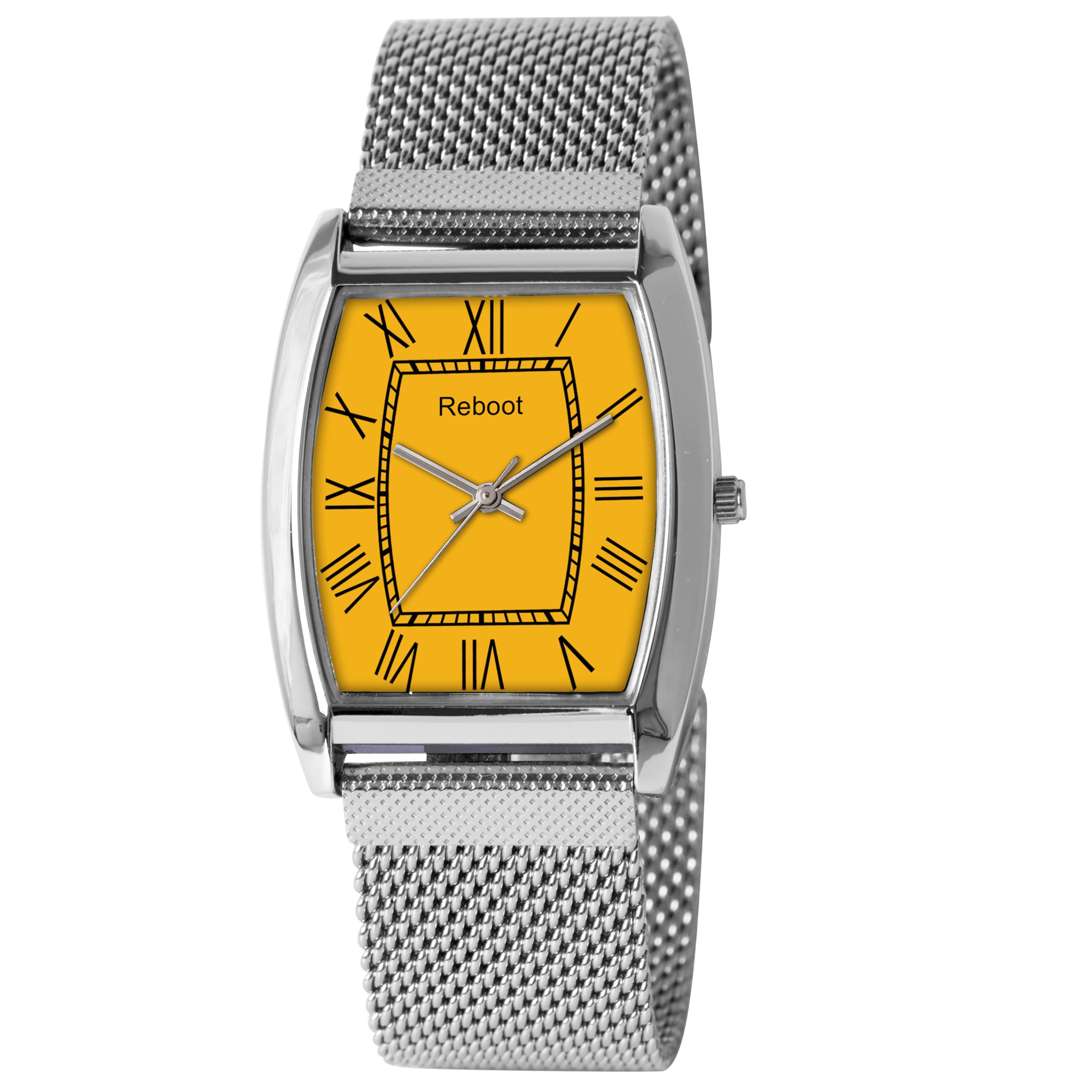Reboot Mens Analog Watch with Green Dial, Stainless Steel Mesh Band (Yellow) (B0DGGYY2K9) Amazon Price History, Amazon Price Tracker