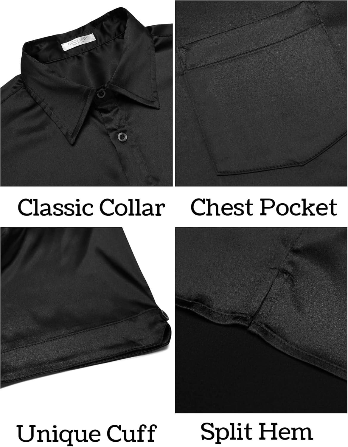 COOFANDY Men's Silk Button Down Short Sleeve Dress Shirt - Image 5