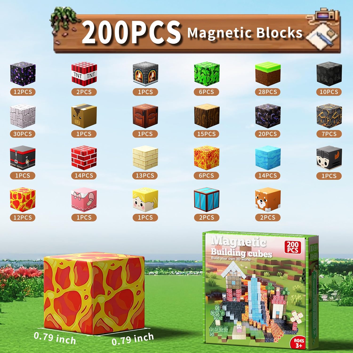 200 PCS Building Blocks, 3D Construction Build Toys, STEM Sensory Building Cubes (Multicolor-200PCS)