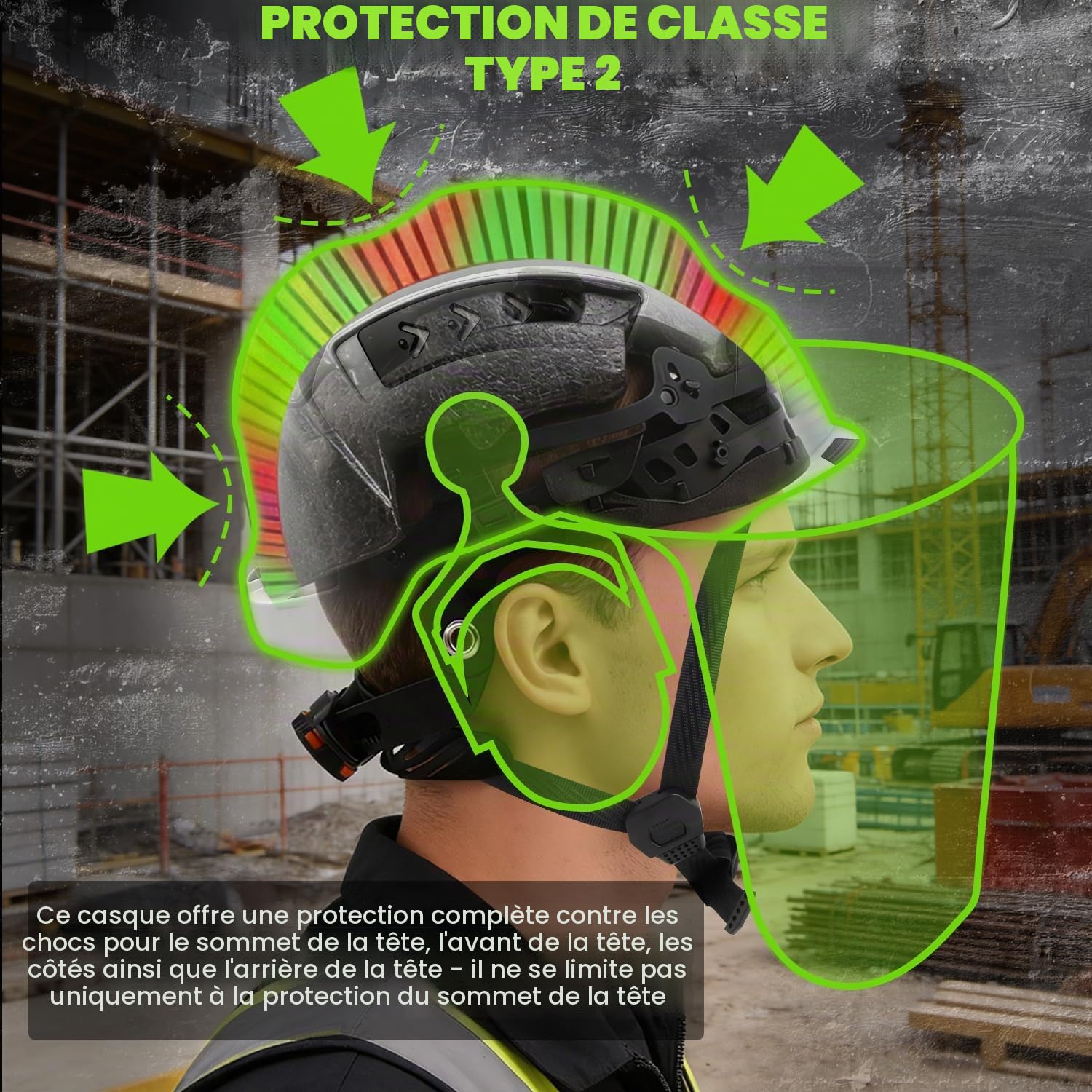 GREEN DEVIL VOLTEK Forest AIR Casque de protection forestier ABS pour postes de travail de haut niveau Certification EN12492 Conforme à la norme EN397 Absorption des chocs et résistance à la