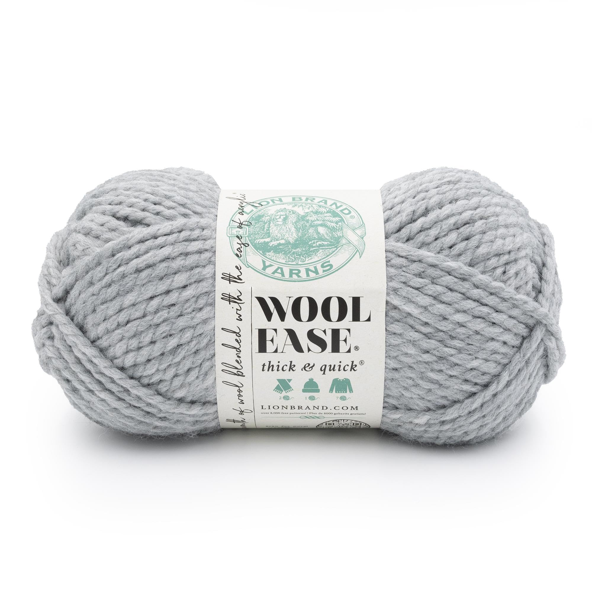 Lion Brand Yarn, Wool-Ease Thick & Quick Yarn, Sweatshirt Grey, 1 Pack — image 1
