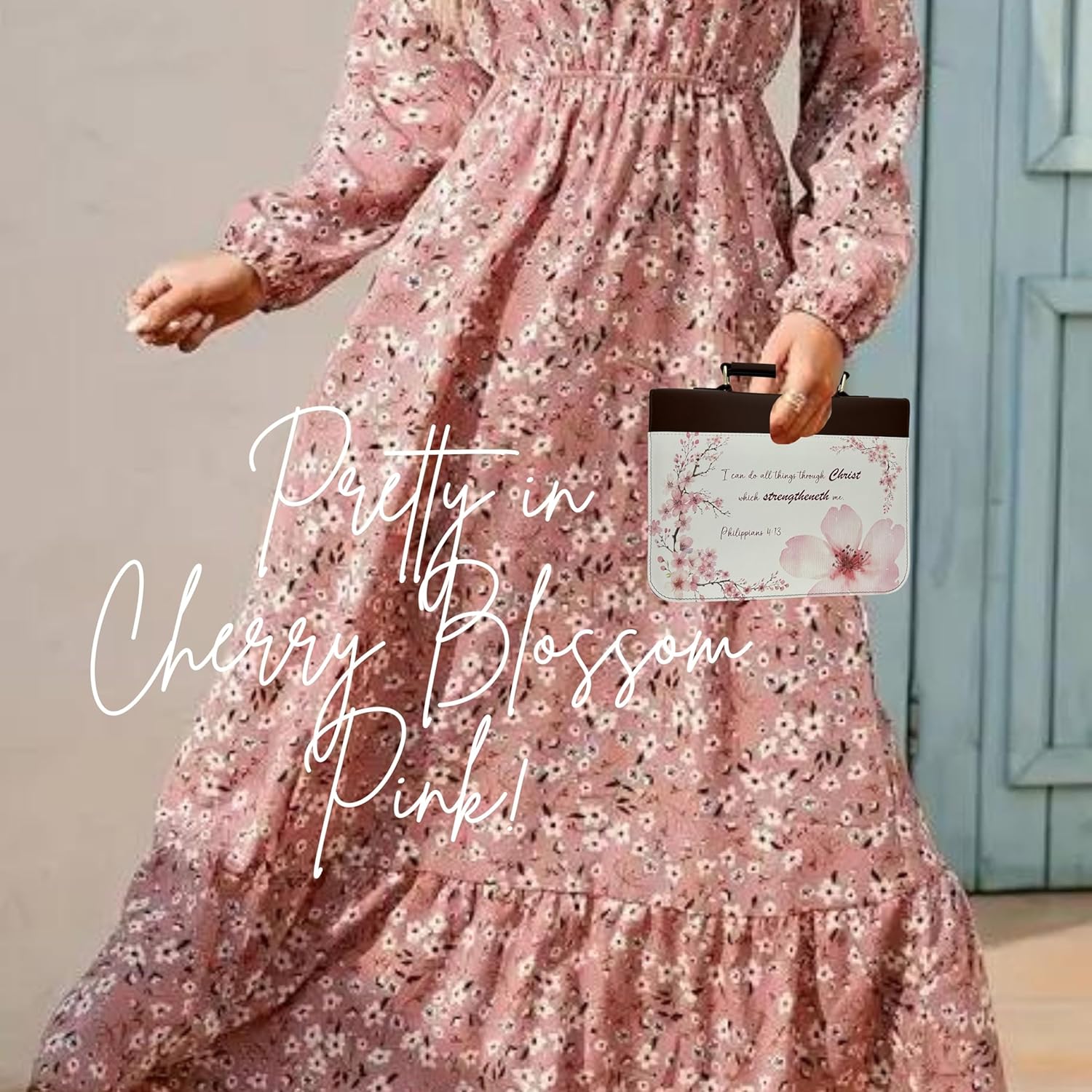 Bible Cover Case for Women - Faux Leather KJV Bible Case W/Zipper Organizer & Strap Closures | Large Bible Bag W/Pen Slots, Phone Holder, & Notebook Pocket - Perfect Gifts for Moms, Baptism, & More