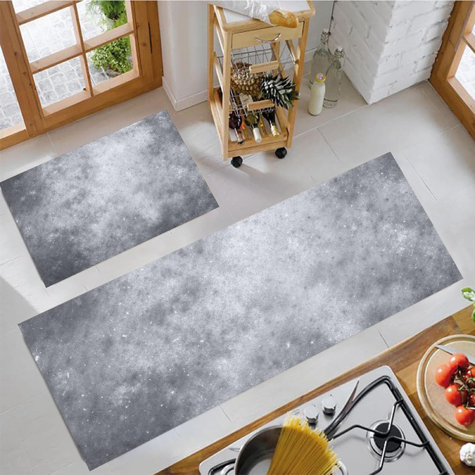 Alfombra de cocina texturizada de 2 piezas, alfombrillas antideslizantes para lavadero