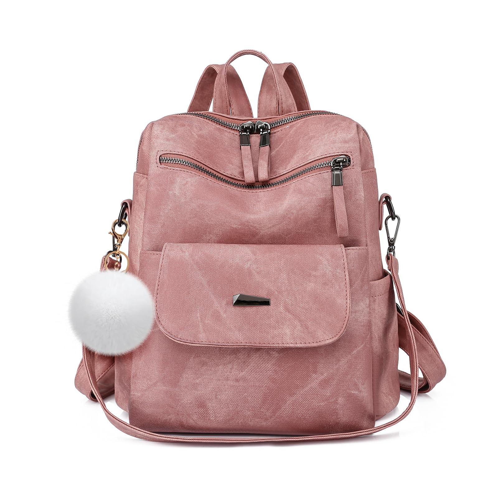 Nicole & Doris Women's Pink Fashion Backpacks 2 In 1 Rucksack Anti-Theft Backpack Soft Pu Leather Causal Daypack Waterproof Backpack Shoulder Bags For Work School Travel Shopping