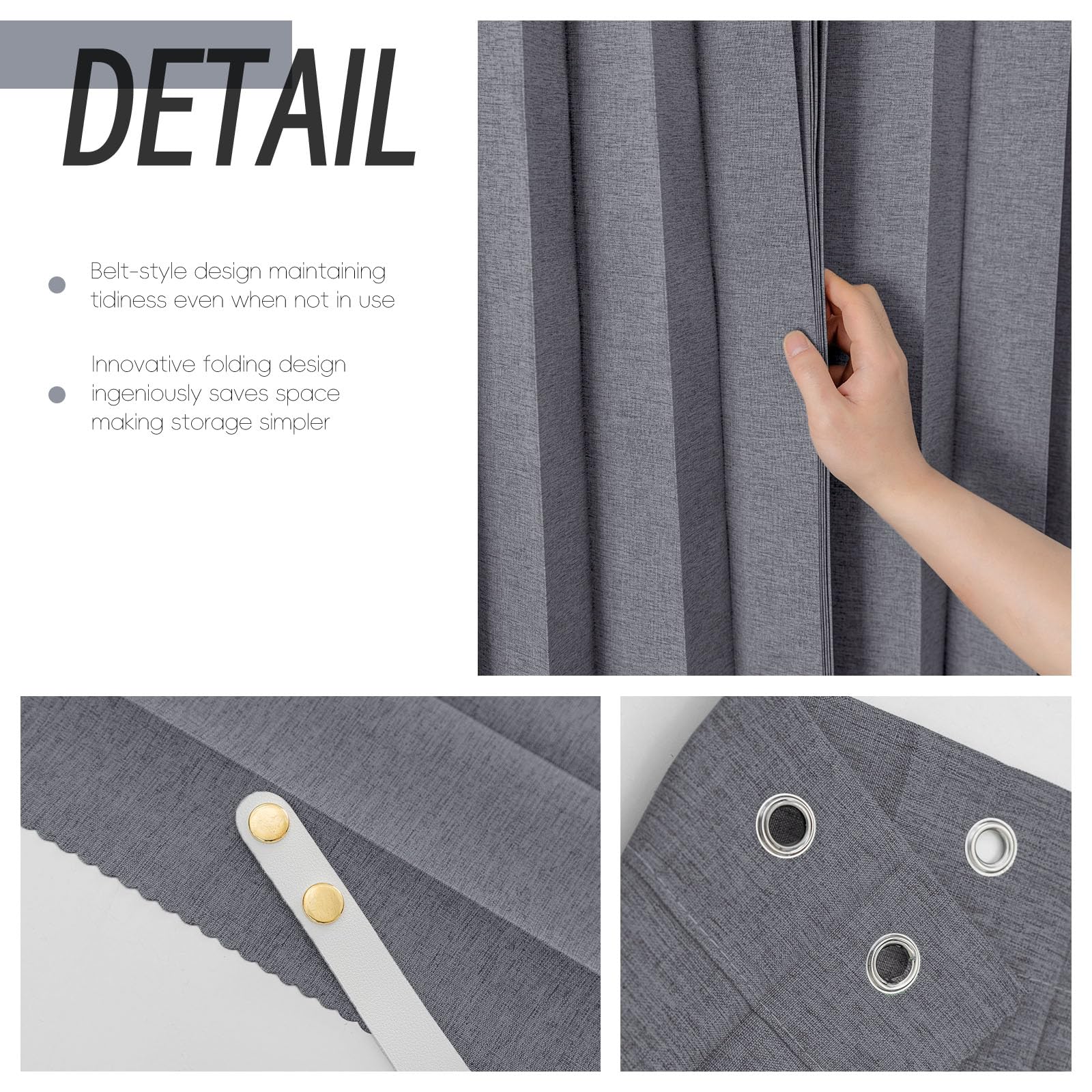 AJAZZ, Tenda da doccia pieghevole magnetica, tessuto in poliestere, gancio per tenda da doccia, impermeabile, adatta per famiglia, hotel, famiglia (grigio, 195,6 x 182,9 cm L) 1 pannello