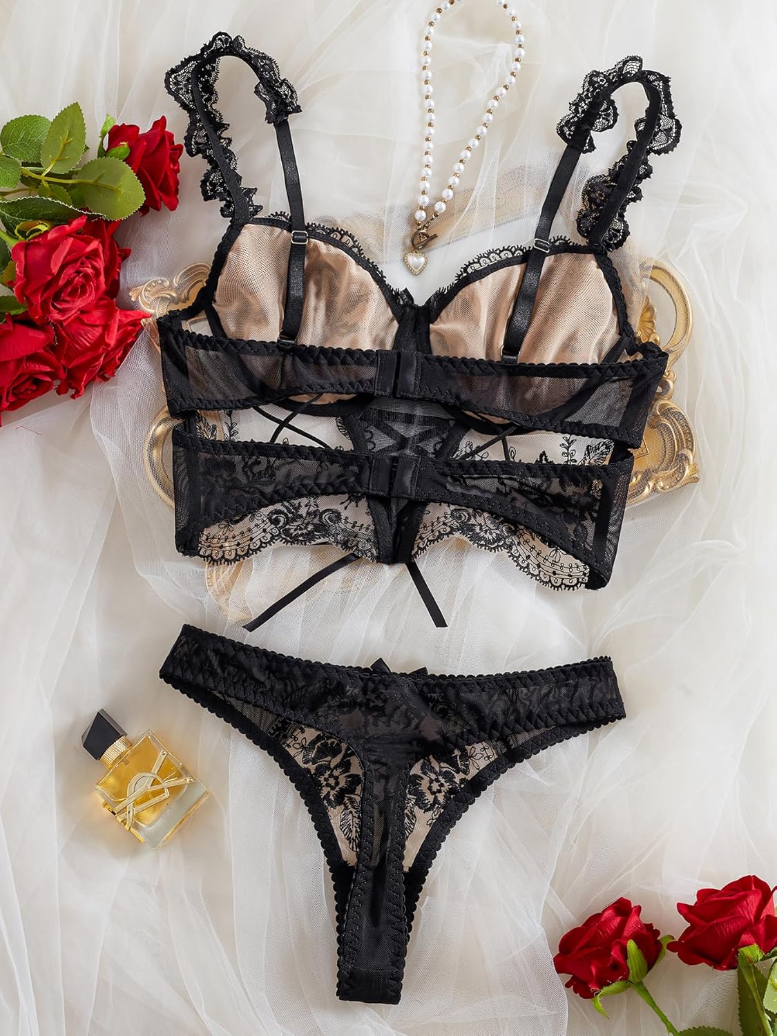 Floral Embroidered Lingerie Sets For Women Sexy Underwire Push Up Sexy Bra And Panty Sets