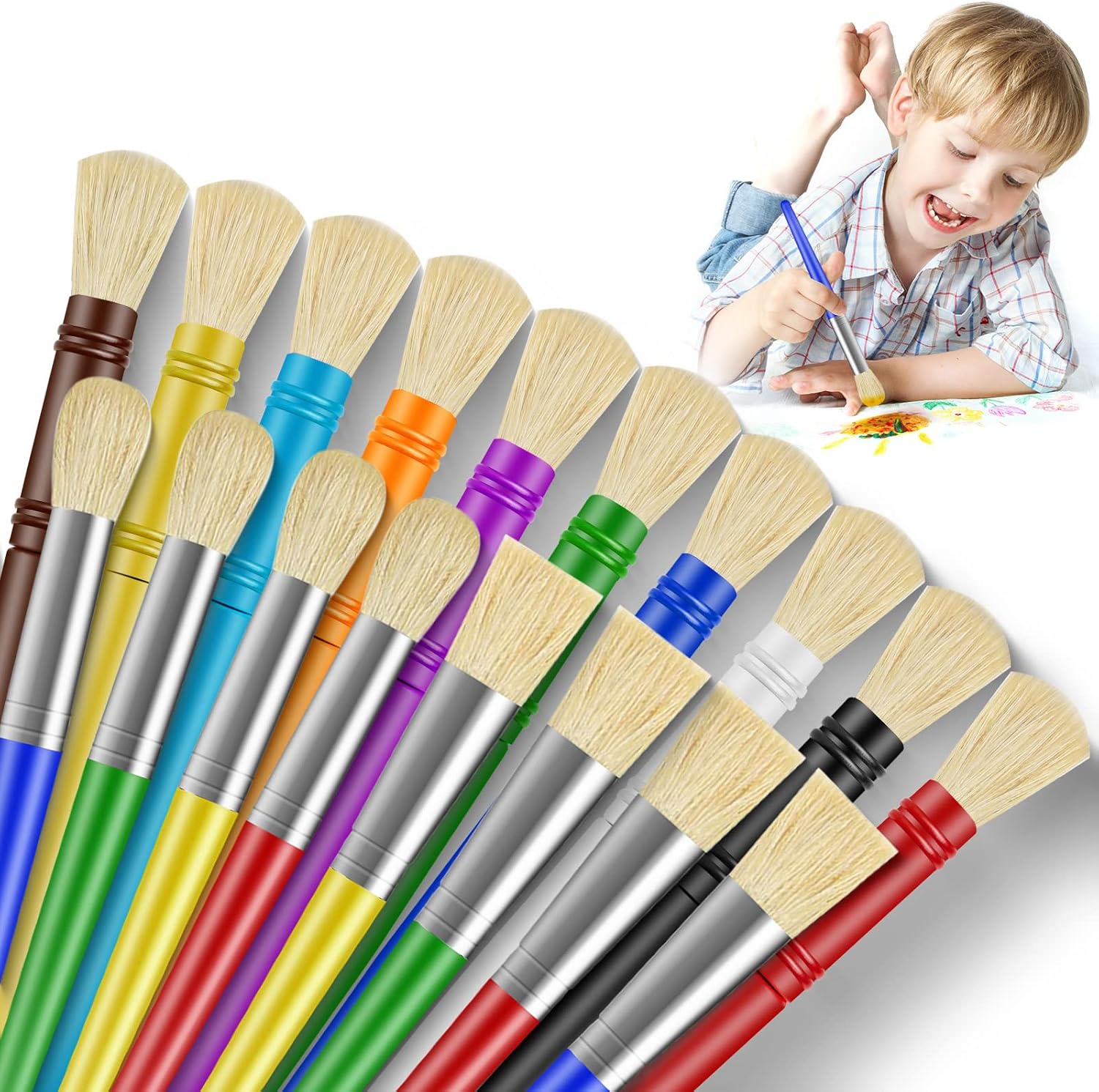 YGAOHF 18Pcs Preschool Paint Brushes for Kids 3 Styles
