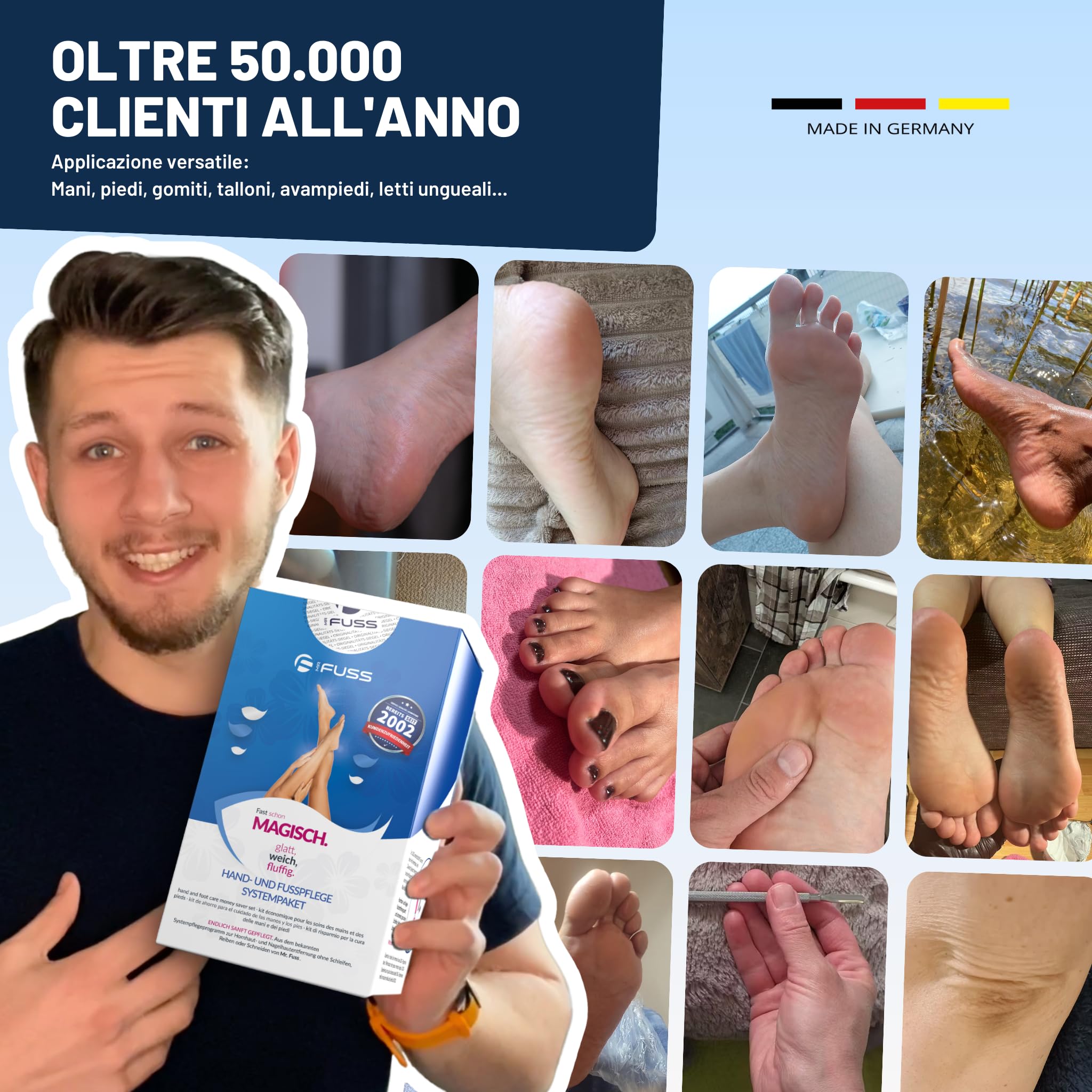 Mr. Fuss Soluzione attiva n. 4 Advanced Pack (grande) | rimuove i calli senza levigatura o sfregamento | Set di 4 pezzi per la rimozione di calli e cuticole