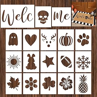 18 Pcs Stencils for Door Mats Reusable Festival Templates Large Seasonal...