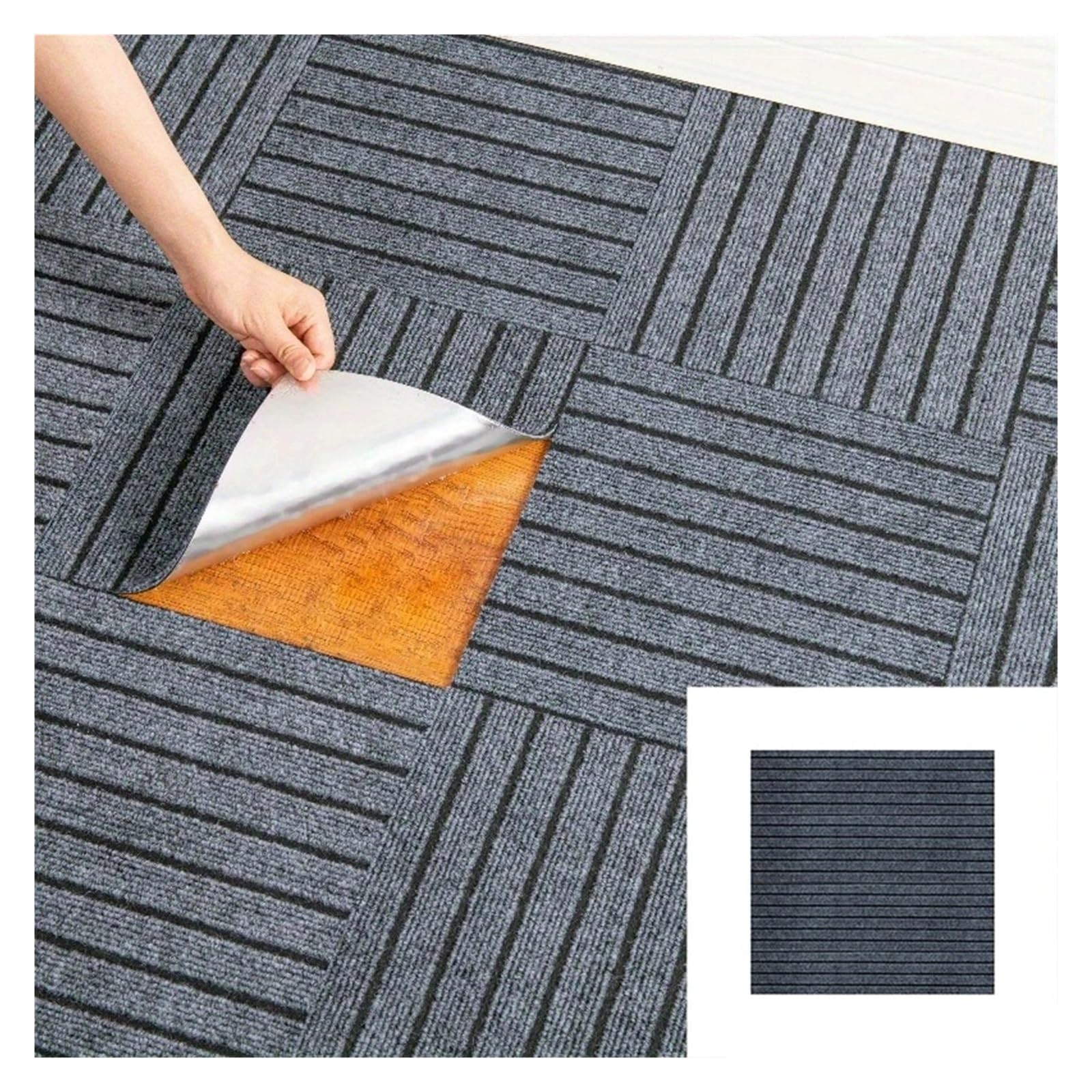 teppichfliesen selbstklebend Schlafzimmerteppich Schlafzimmer und Wohnzimmer Pflegeleicht 30x30cm Spleißblock Selbstklebender Teppich(Grey,30pcs)