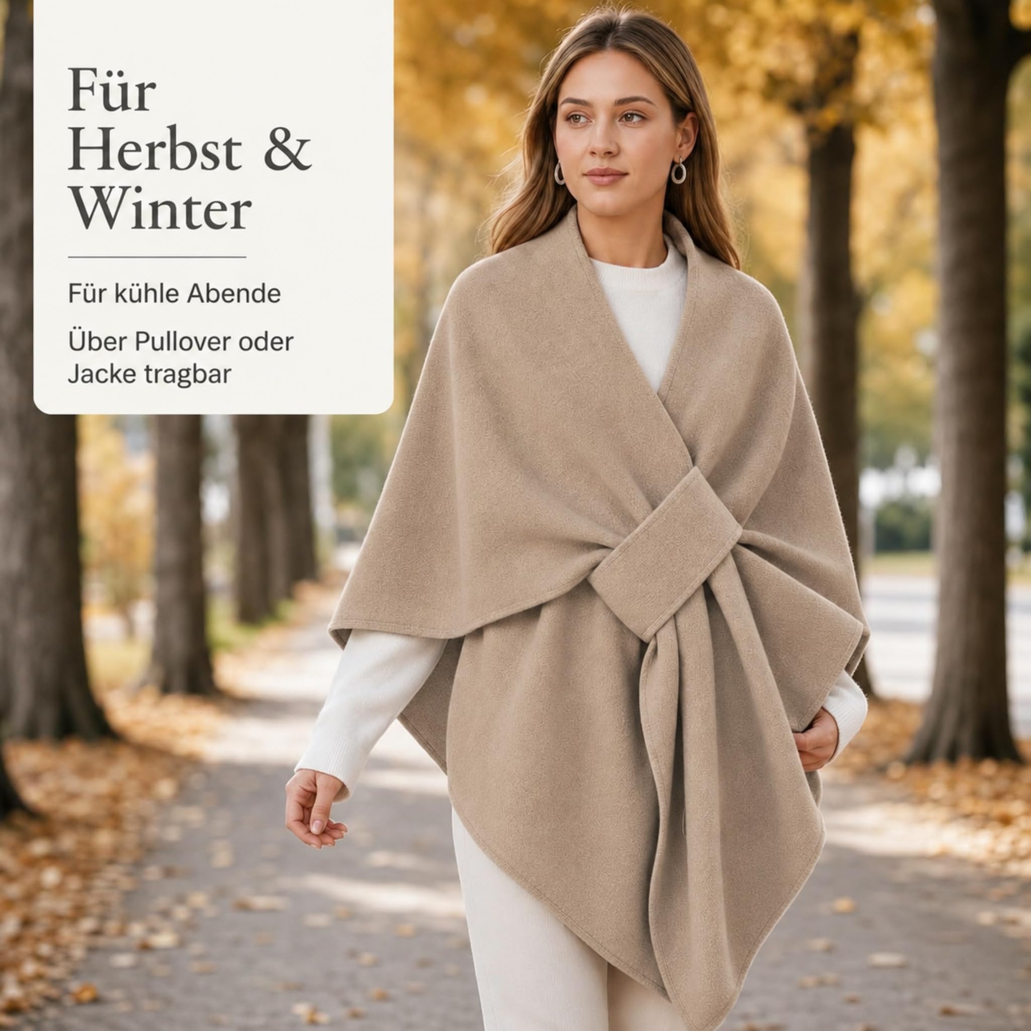 Alpenfaser Langer Poncho Schal mit Schlaufe für Herbst und Winter | Poncho Damen und Strick Ponchos & Capes für Damen mit weichem Tragegefühl, elegantem Fall und vielseitigem Styling.