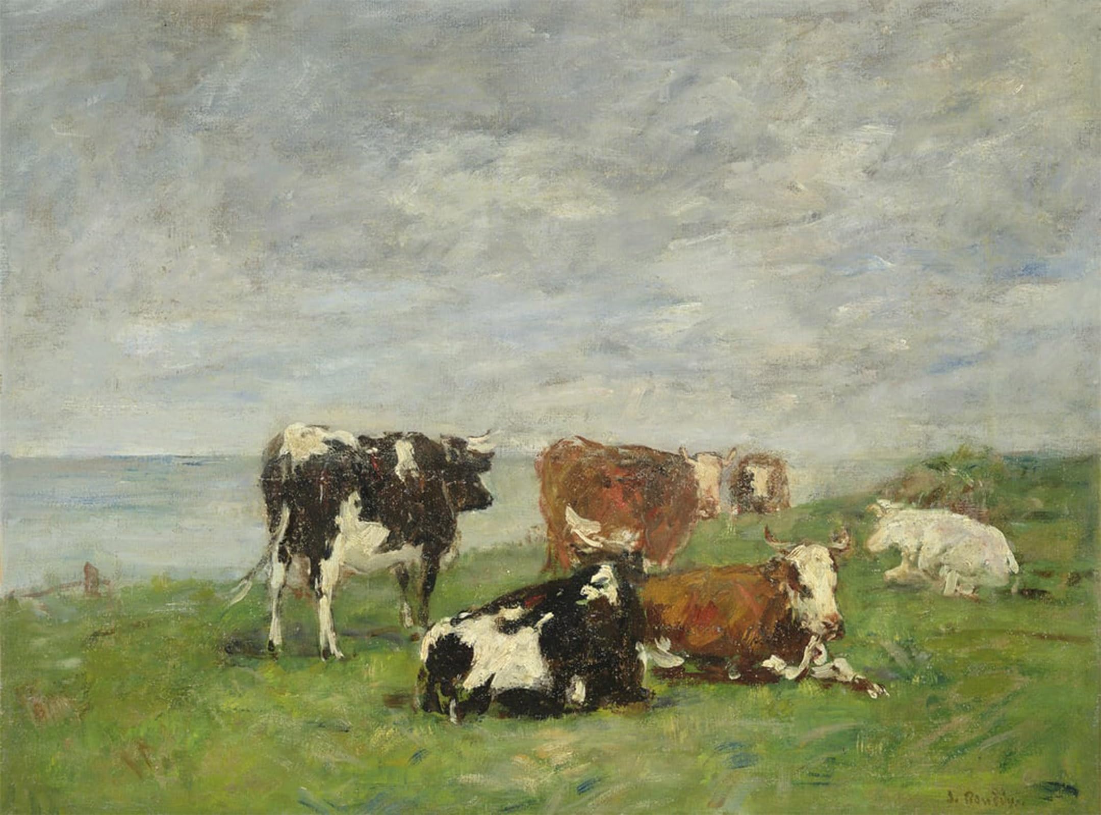 Póster de graffiti Pascolo in al mare Eugene Louis Boudin para pared vacía 5