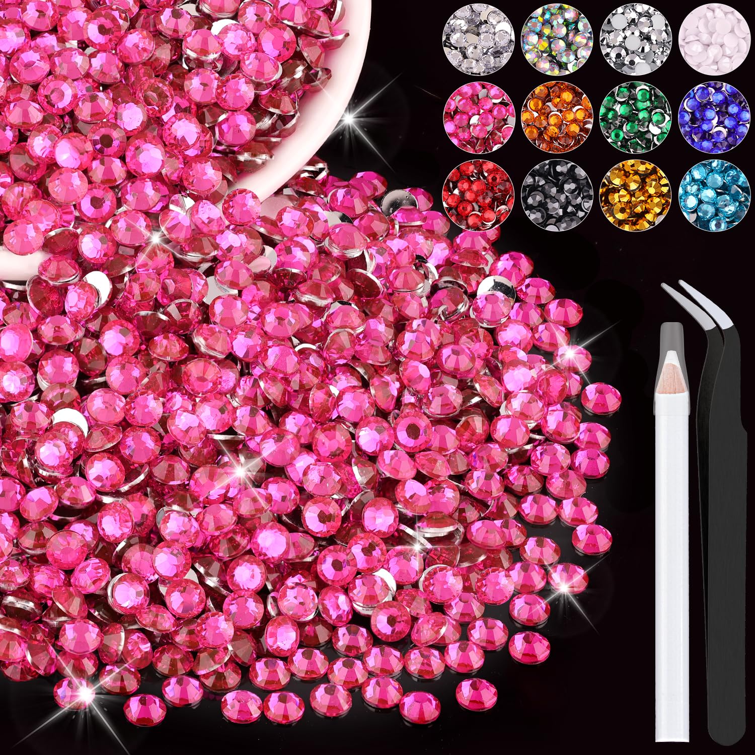 Amazon.com: 4000PCS 4mm Resin Rhinestones in Bulk (Hot Pink ...