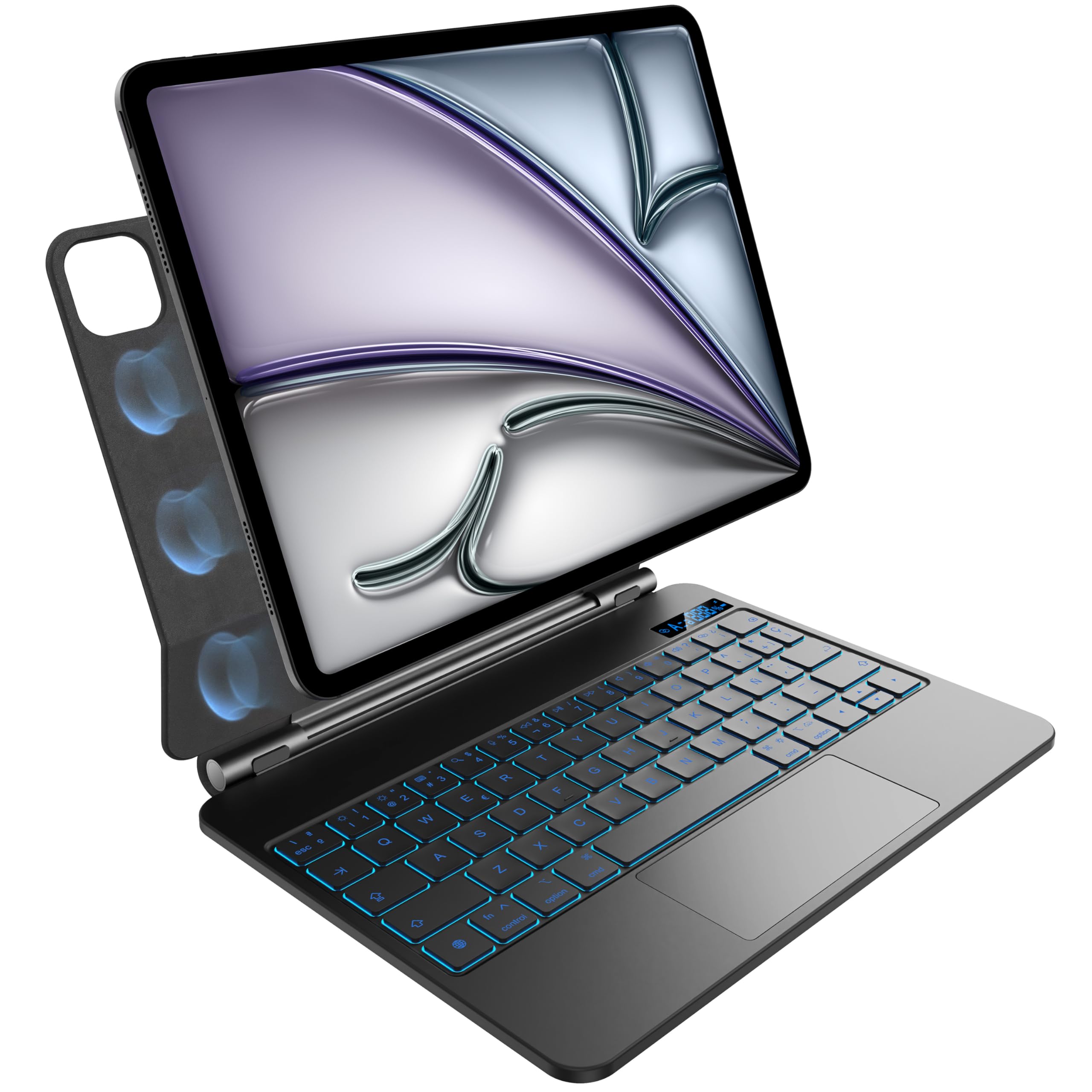 Teclado para iPad Air de 11 Pulgadas (M3 2025 y M2 2024),iPad Air 5ª/4ª Gen y iPad Pro de 11 Pulgadas 4ª,3ª,2ª,1ª Gen,retroiluminación,Panel táctil multitoque,diseño magnético Flotante,Negro
