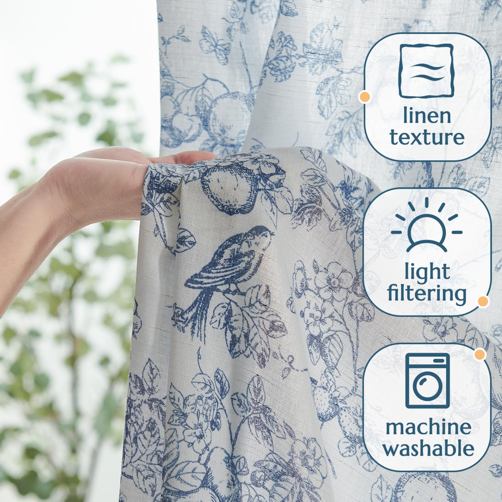 Amazon.com: jinchan Linen Floral Curtains for Living Room 96 Inch