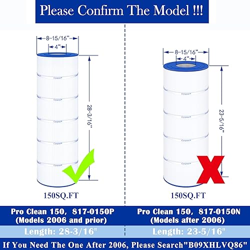 Miniatura 2 de Cryspool® 08059 Filtro compatible con PWWPC150B, 25230-0150S, Posi-Clear PXC-150, C-8416, FC-2576, cartucho de filtro de piscina de 150 pies