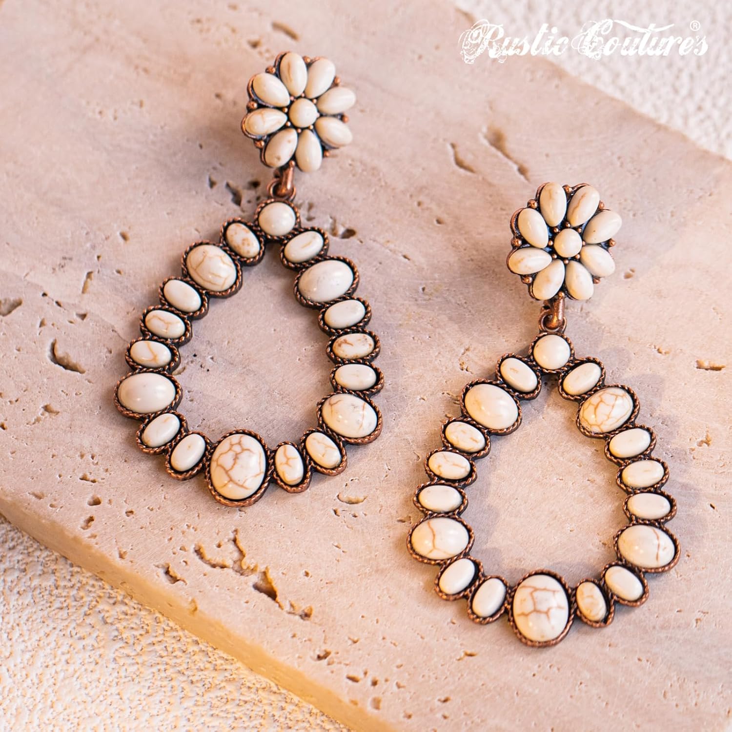 Rustic Couture's Western Turquoise Earrings for Women Statement Western Country Jewelry - Image 3