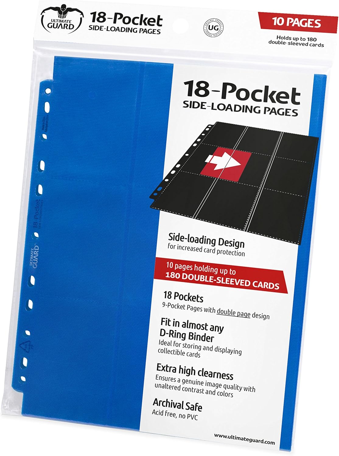 Ultimate Guard 18-Pocket Pages Side-Loading White (10) Card Binders Sheets