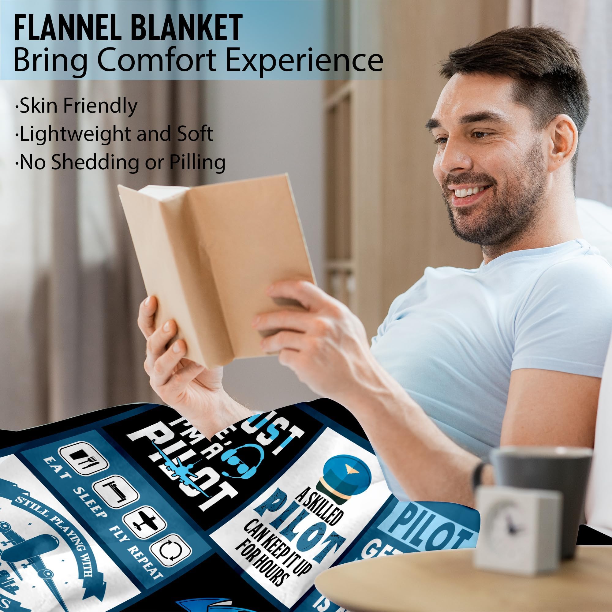 Pilotendecke Flanell - 127x152cm Mit 'Best Pilot Ever' Aufdruck