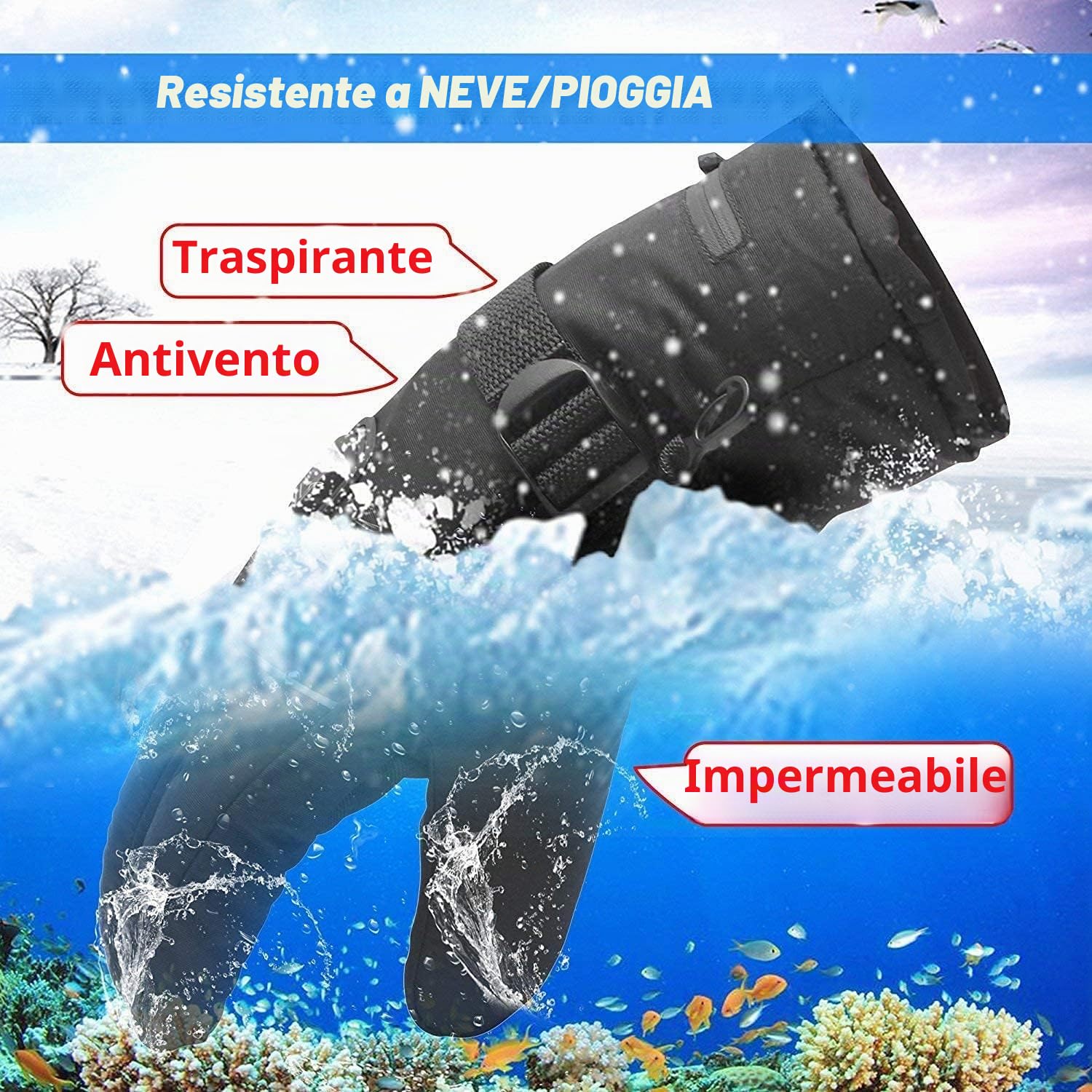 Guanti riscaldati con touchscreen per inverno, scaldamani per uomini e donne, per sci, snowboard, ciclismo, escursionismo