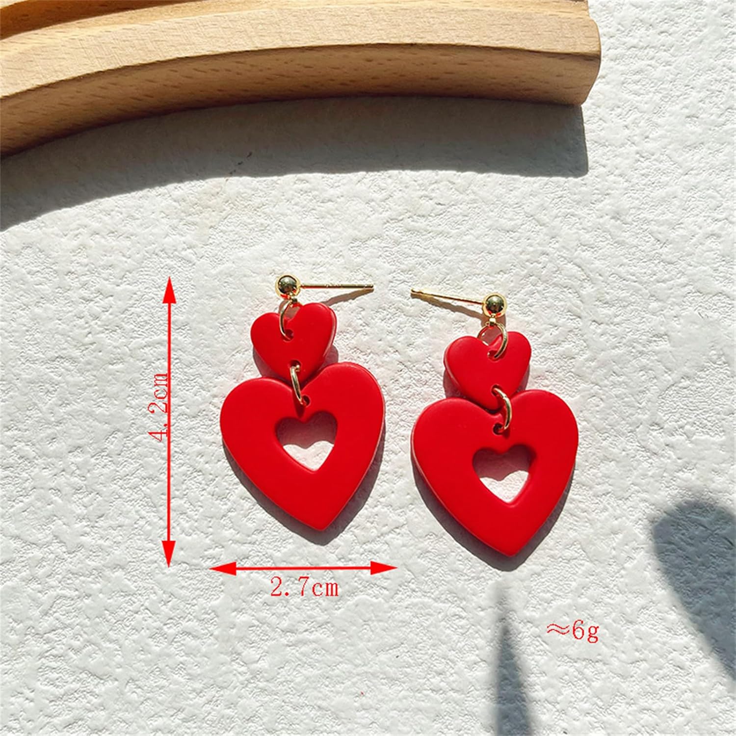 Handmade Heart Clay Earrings for Women Hot Pink XOXO LOVE Earrings Love Heart Dangle Earrings Holiday Party Jewelry - Image 5