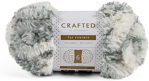 Miniatura 7 de Crafted By Catherine Ovillo de piel sintética para alta costura, paquete de 2 (54 yardas cada madeja), color verde claro, calibre 6 súper voluminoso