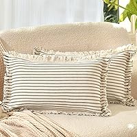 Vista 20 de ZWJD Juego de 2 fundas de almohada de 18 x 18 pulgadas, a rayas con flecos, de algodón, decorativas, cuadradas, para sofá, cama, sala de estar