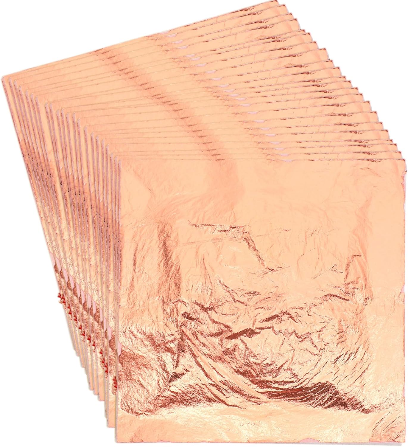 Bememo 100 Pcs Rose Gold Leaf Sheets Imitation Rose Gold Foil Paper Sheets for Arts, Gilding Crafting, Painting, Picture Frames, Projects, Furniture Decoration, 5.5" x 5.5"