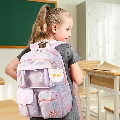 Miniatura 6 de REHALY Mochilas infantiles para niñas, lindas mochilas escolares para niños para escuela primaria, escuela primaria, mochila escolar de teñido