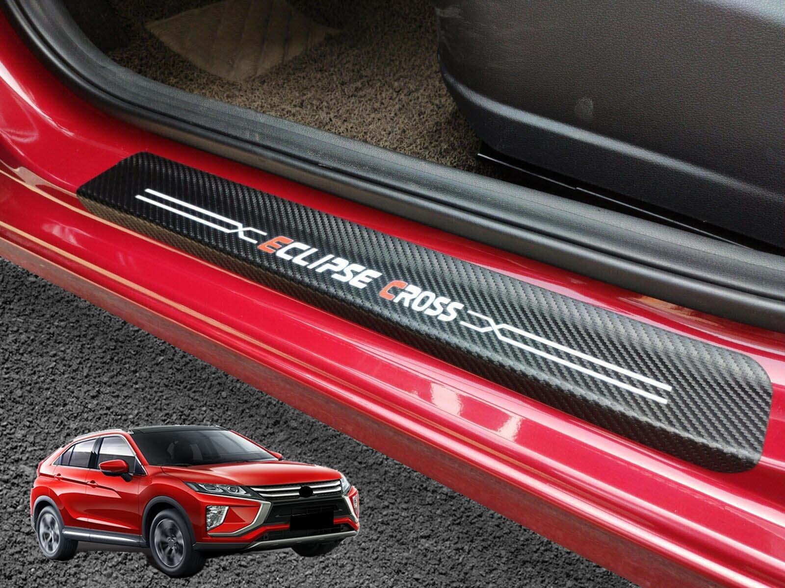 GZBFTDH Auto Door Sill Scuff Protector Trim, Compatible for Mitsubishi Eclipse Cross Accessories 2018-2022 Car Parts, Leather Door Entry Guard Plate