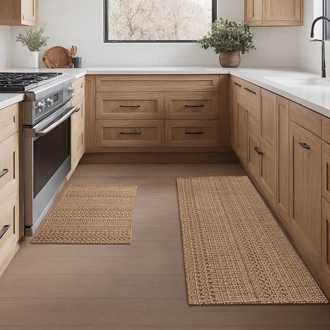 Kitchen Mats for Floor, Kitchen Rugs, Machine Washable Mats 20"x30"+20"x48" Boho Style, Anti-Skid TPR Backing for Kitchen, Non-Slip, Durable, Easy Clean Spring & Everyday Use