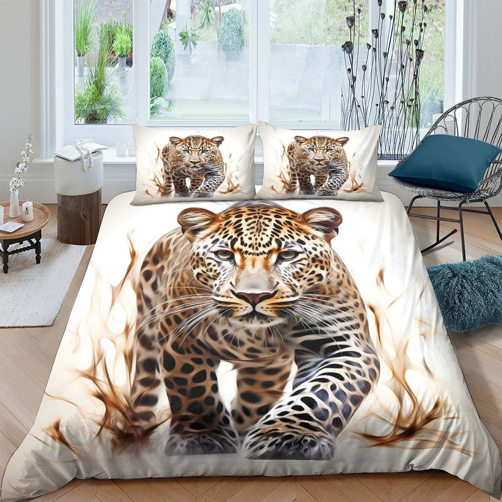 Housse de couette léopard microfibre ultra douce toutes saisons