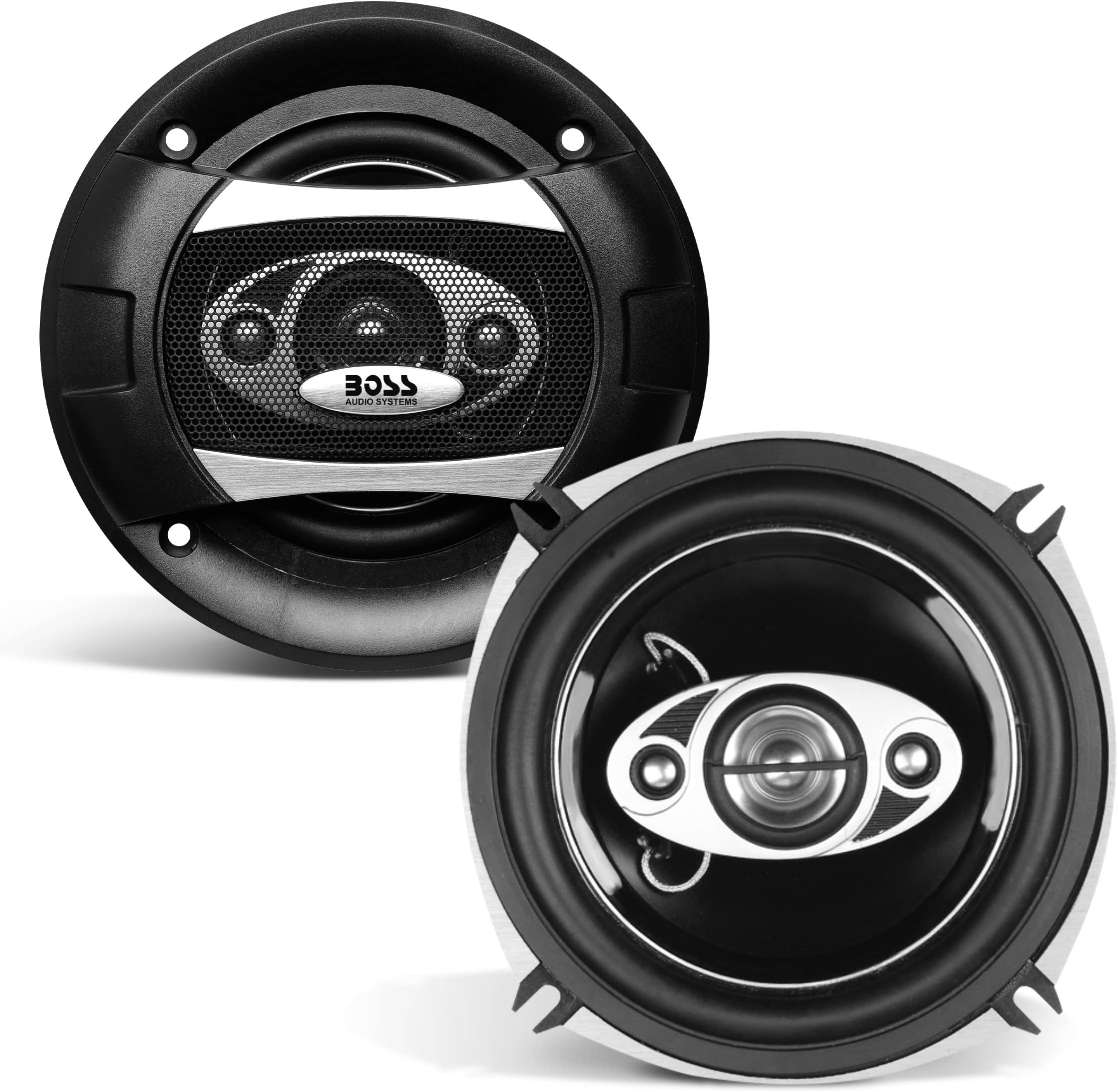 BOSS Audio Systems P55.4C Phantom Series 5.25 Inch Car Stereo Door Speakers - 300 Watts Max, 4 Way, Full Range Audio, Tweeters, Coaxial, Sold in Pairs