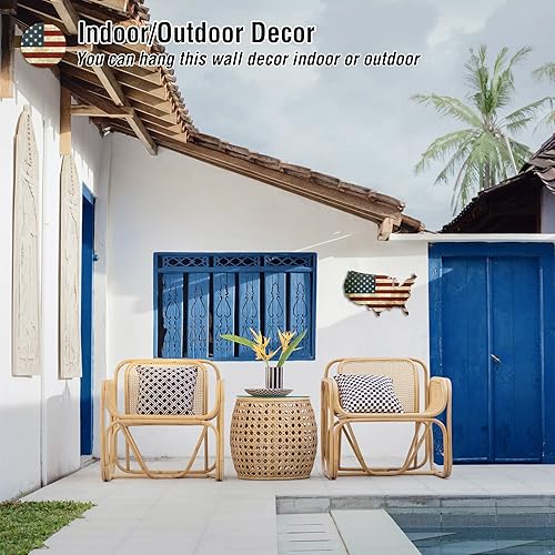 Miniatura 4 de Tegik Letrero de metal para decoración de pared de bandera estadounidense arte de pared de metal patriótico para hombre cueva de bar garaje grande