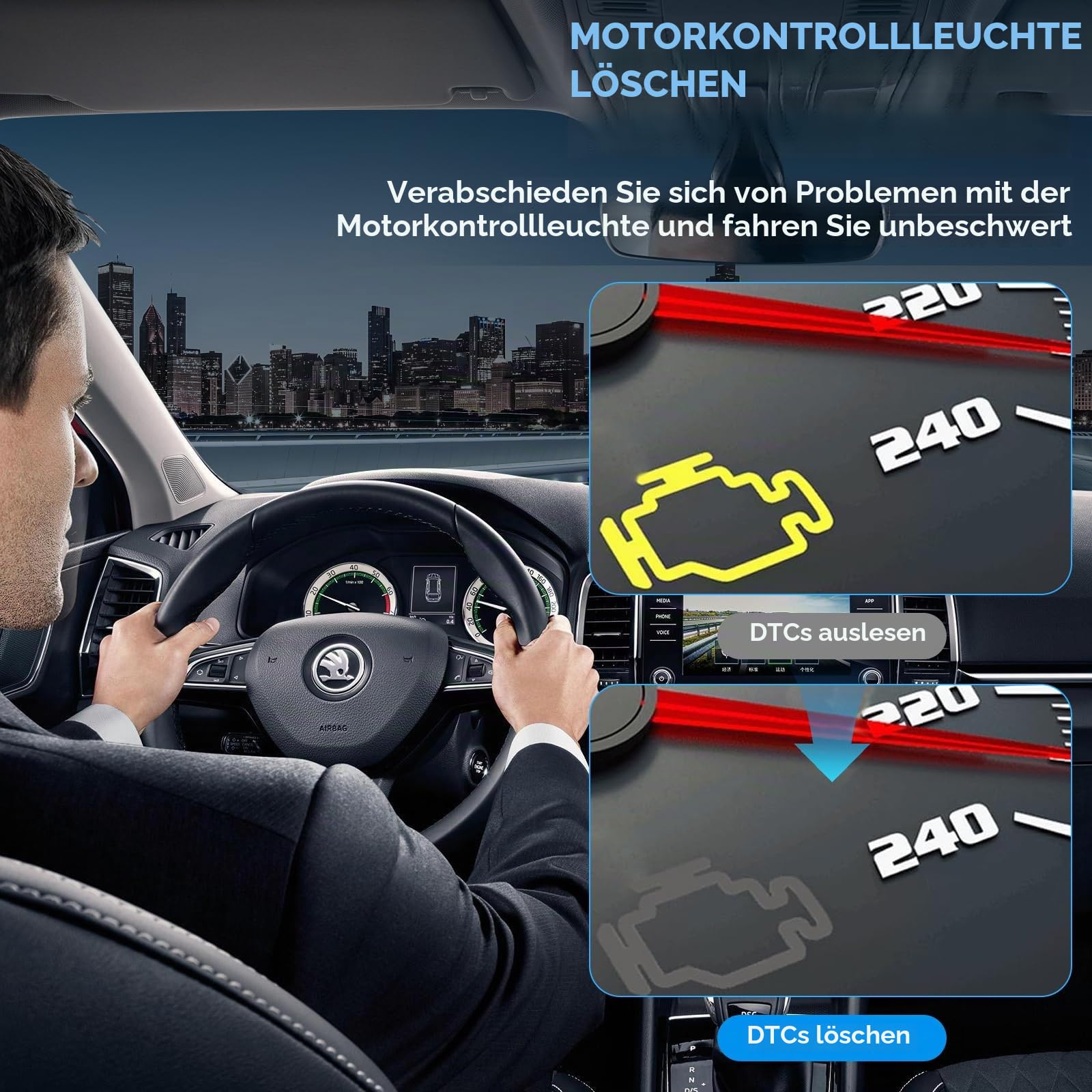 OBD2 Diagnosegerät Werkzeuge, V519 OBD2 Scanner Codeleser Motorfehlercode-Lesegerät, OBDII Diagnosegerät für Protokoll, Spannungserkennung und -überwachung, Motor Prüfen, LCD-Bildschirm