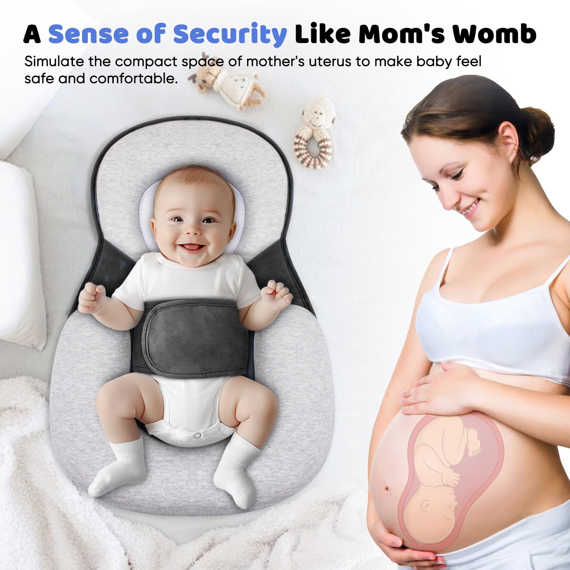 Dream Nest Baby-Schlafbett, leicht zu reinigen, 15° Neigung zur Linderung von Koliken und Reflux, hypoallergen, 0–1 Jahr