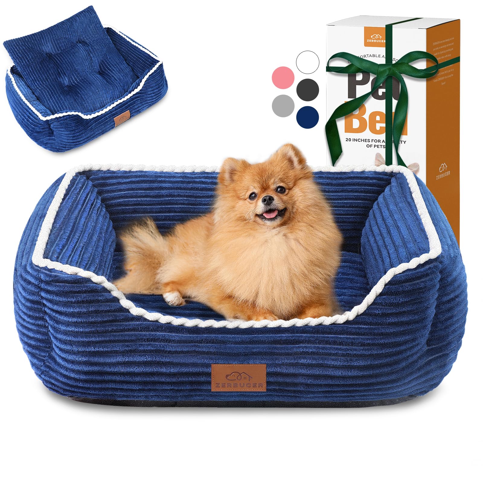 Zerbuger Orthopedic Dog Bed for Medium Dogs,Dog Sofa Beds Supportive Foam Pet Couch Bed with Removable Washable Mat and Nonskid Bottom (Medium, Blue)