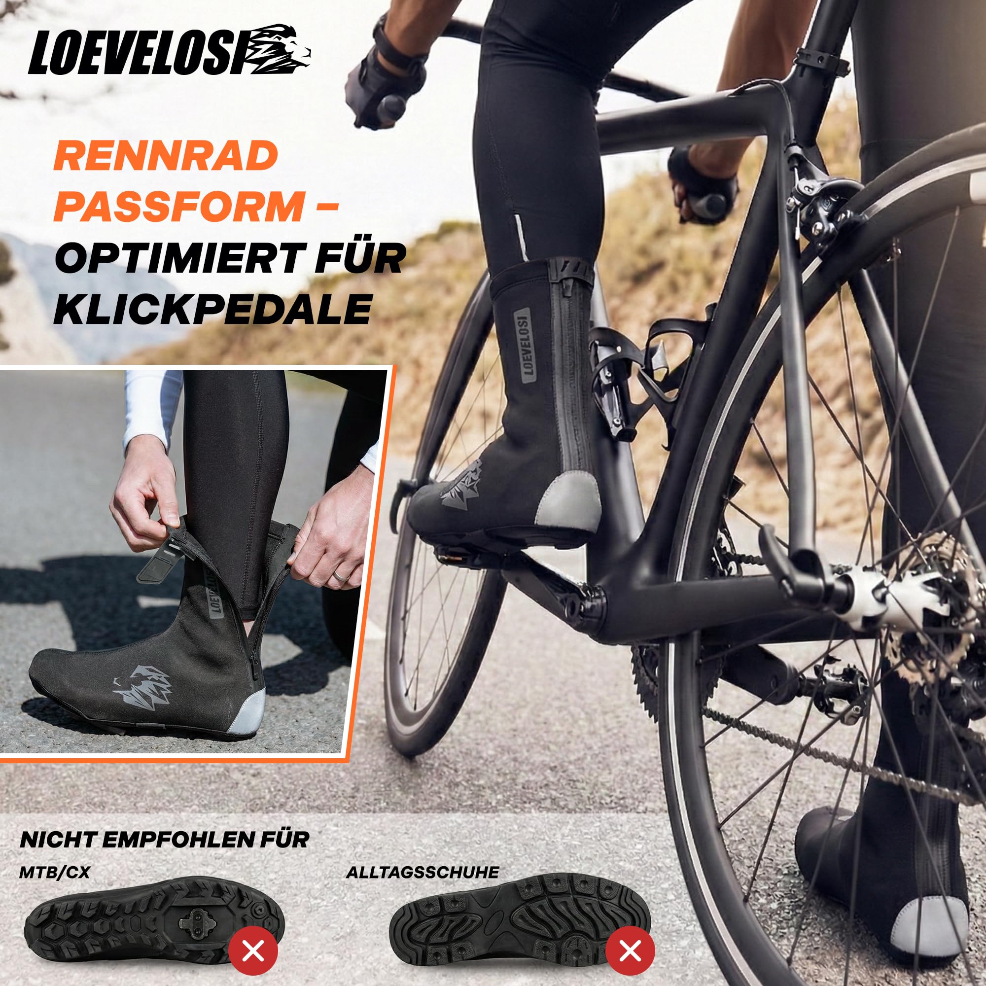 Neopren Rennrad Überschuhe Fahrrad Wasserfest Winddicht Winter Rennradschuhe Regen-Schutz Schuh-Überzieher Reflektierend Über-Schuhe