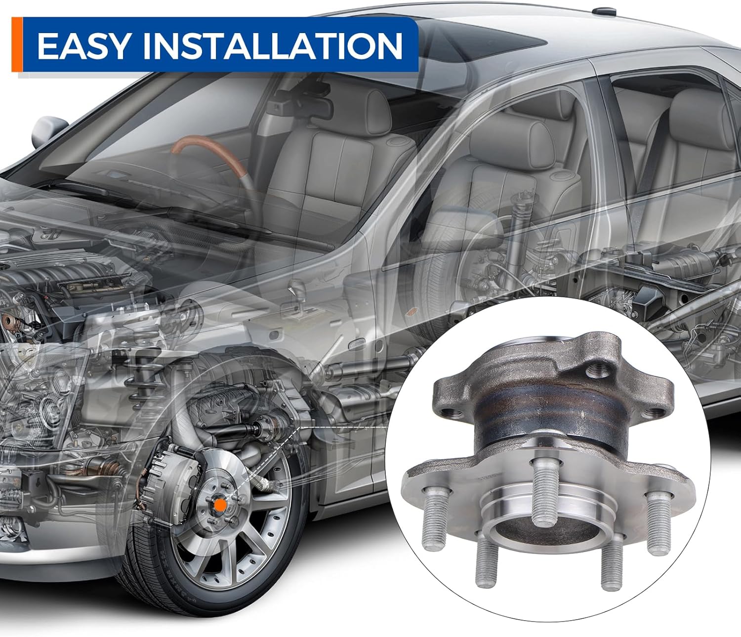 PAROD 512201 [Set of 2] Rear Wheel Bearing Hub Assembly Compatible with 2002-2006 Nissan Altima, 2004-2008 Maxima, 2004-2009 Quest 5Lugs