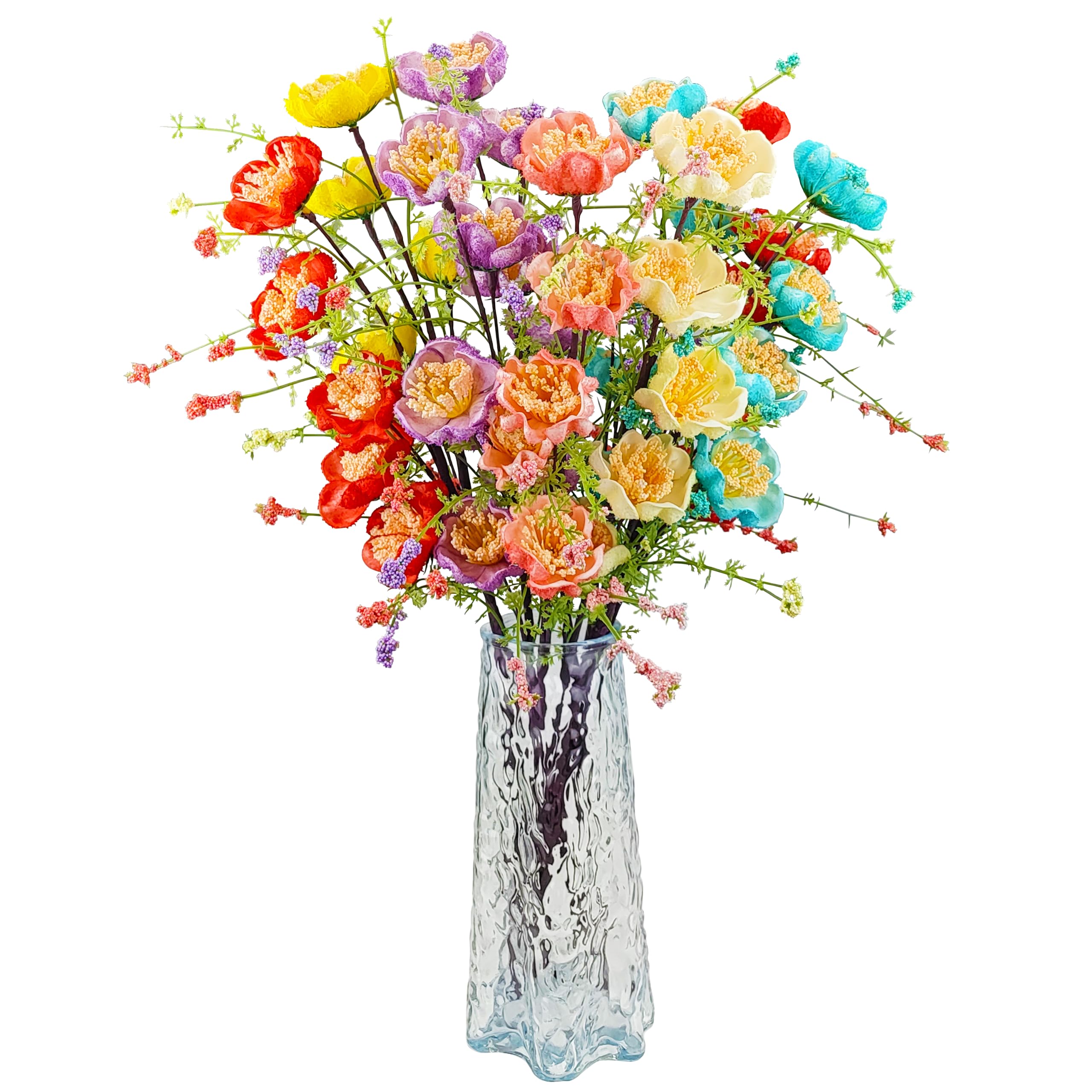 6 Bundles Artificial Flowers Indoor 60CM Long Foam Fake Flowers With 6 Colors 30 Blooming Flower Heads, Fade-Proof Decorative Artificial Flowers For Home Hotel Office Kitchen Party Wedding Decoration