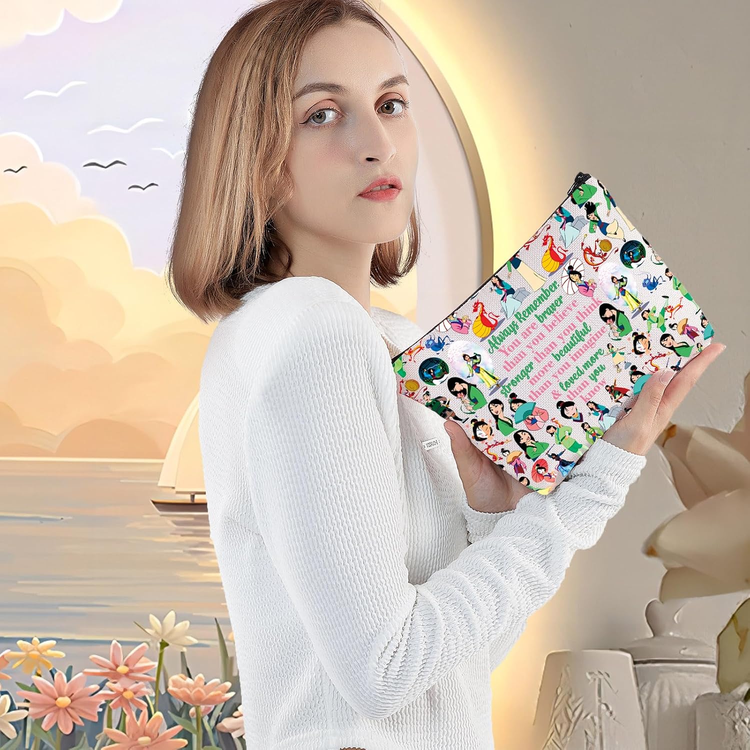 LEVLO Cartoon Movie Cosmetic Bag Movie Princess Fans Gift You Are Braver Stronger Smarter Than You Think Fairy Tale Zipper Pouch Bag (HML Full) image 5