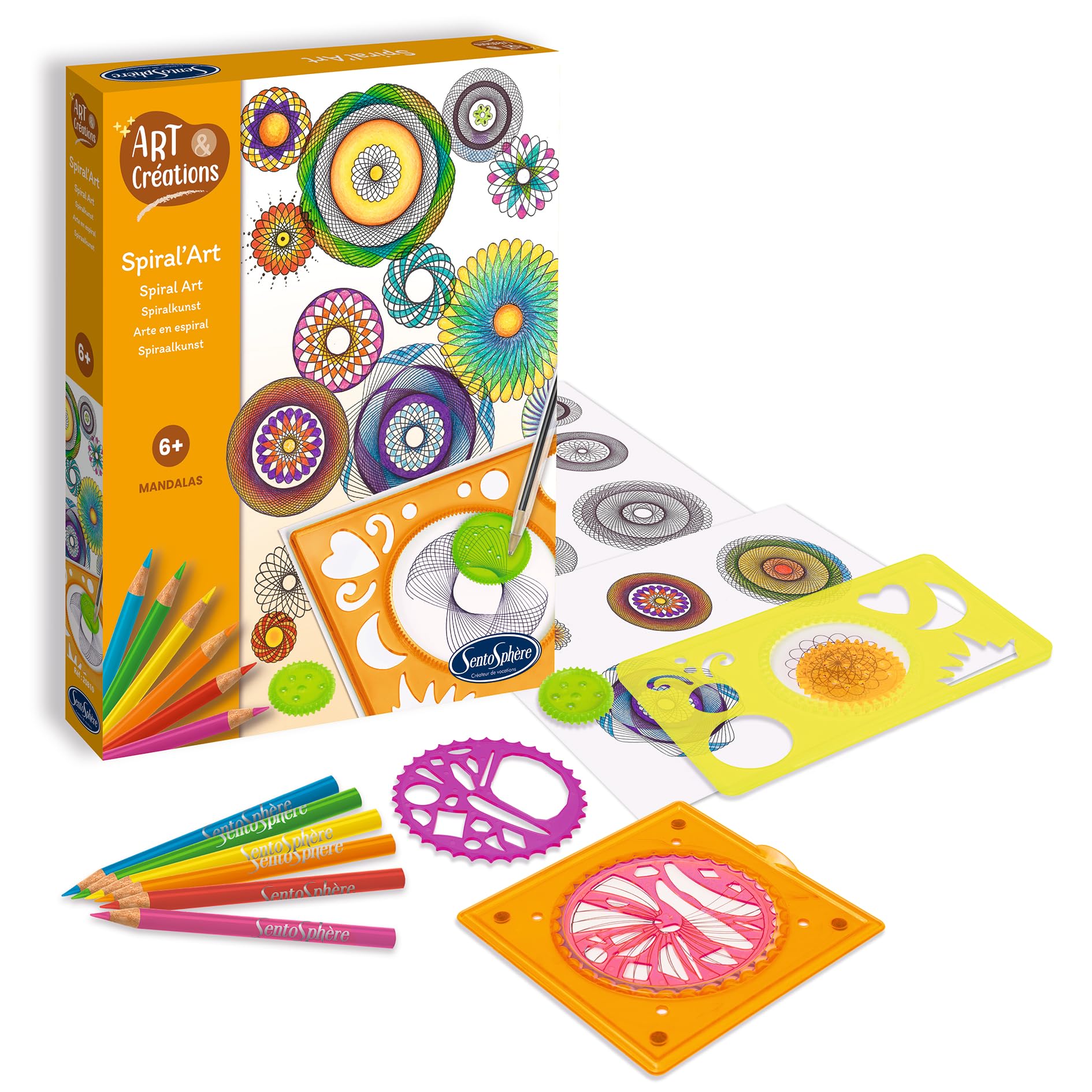 Sentosphere 3920810 - Kit de manualidades en espiral, diseño de mandala, kit creativo para niños y adultos