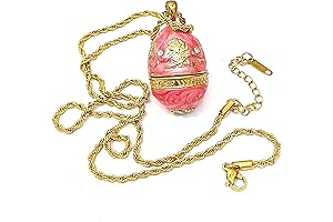 Faberge-Inspired Egg Pendant Necklace: Artisan Masterpiece for a Regal Statement