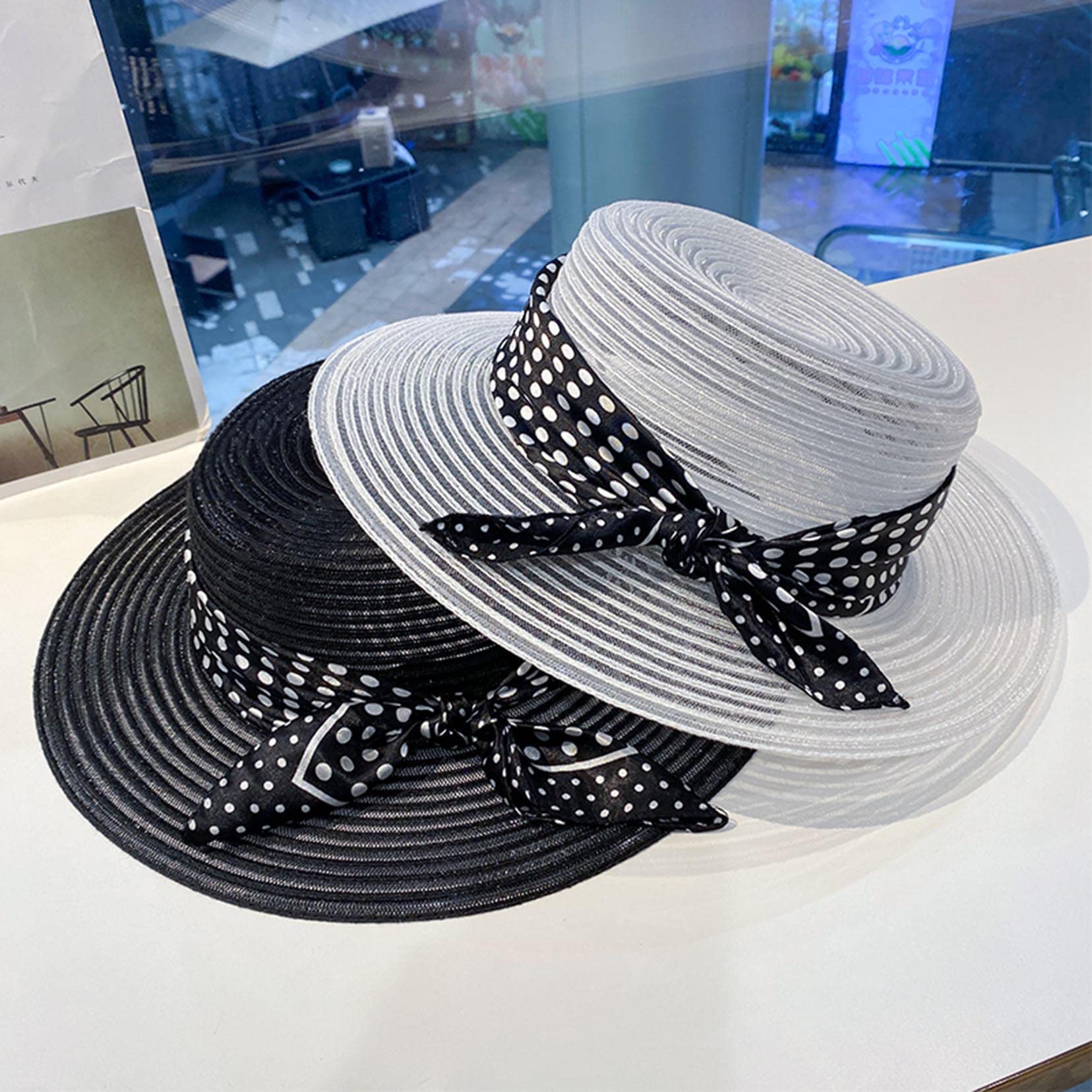 Sun Visor Hats Network Garn für Frauen, Sommerstrandhut breiter Krempe, Einstellbarer UV UPF50+ Reisevisoren Hut White-56-58cm