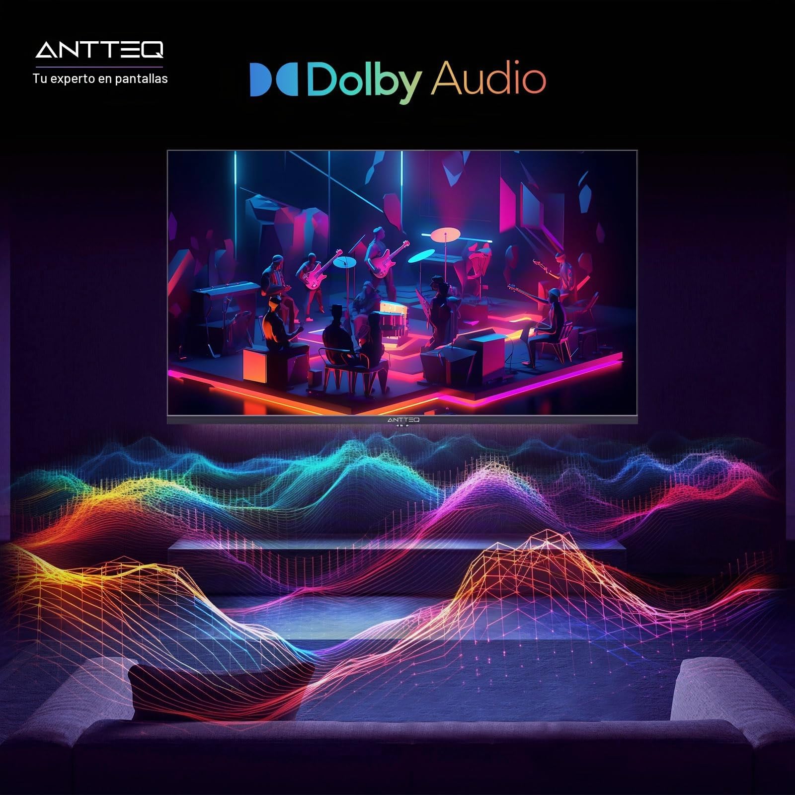 Antteq Vita Televisor Smart TV 32 Pulgadas (81 cm) con Bluetooth, Dolby Audio, WiFi, App Store, Compartir a TV, Netflix/Youtube/Pluto TV, Modelo 2026, V32-AH3Q1D-BT(HD Ready)