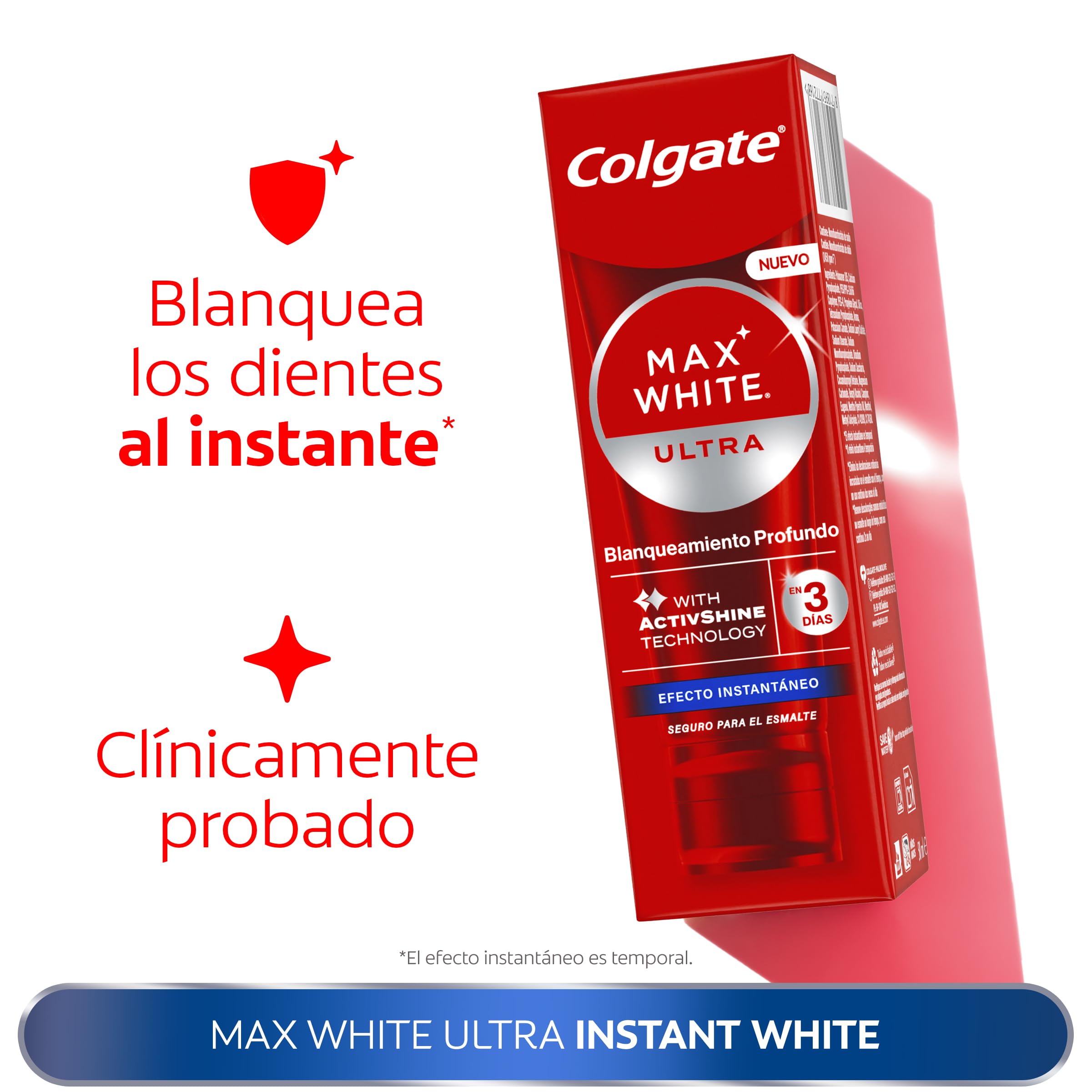 Colgate Max White Ultra Pasta de dientes Efecto Instantáneo, Blanquea las Manchas Profundas en 3 Días, la Tecnología ActiveShine Suaviza la Superficie del Esmalte para Reflejar la Luz, Sabor Mejorado — view 6
