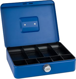 Hucha Sax con cerradura de combinación, cerradura extra fuerte, 30 x 24 x 9cm, X-Grande, azul, 0-824-14